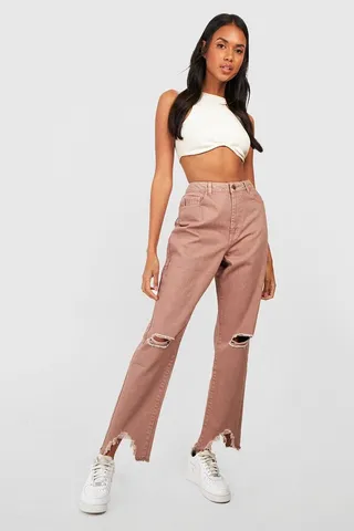 Ripped Distressed High Waisted Mom Jeans