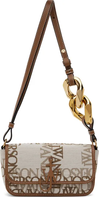 JW Anderson Beige & Tan Anchor Chain Baguette Bag