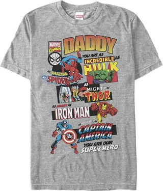 Men's Marvel Ultimate Dad Compilation T-Shirt - Athletic Heather - Small