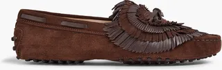 Fringed suede loafers