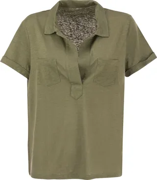 Short-sleeved Linen Polo Shirt