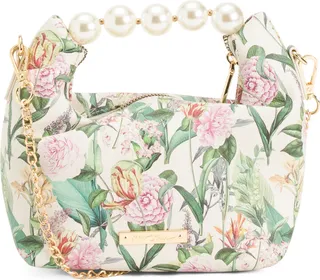 Printed Crossbody With Chain Strap And Pearl Handle