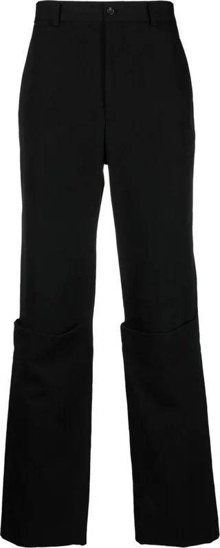 Linen-Wool Straight-Leg Trousers