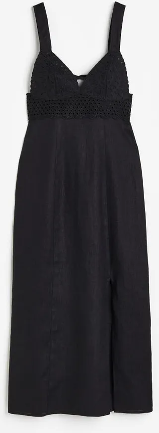 Linen Dress with Eyelet Embroidery