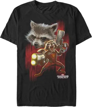 Men's Marvel Guardians of the Galaxy Rocket Fight T-Shirt - Black - Large