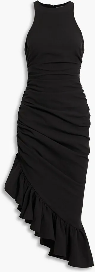 Willa asymmetric fluted cady midi dress