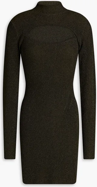 Evita metallic ribbed-knit shrug and mini dress set