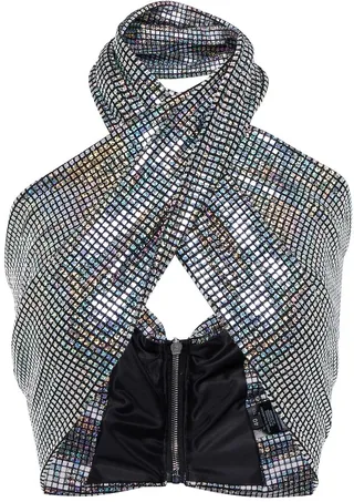 Iridescent halterneck crop top