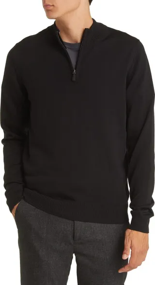 Merino Wool Half Zip Sweater