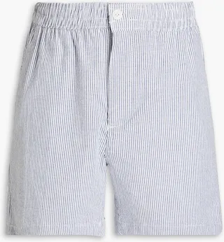 Striped cotton-blend seersucker shorts