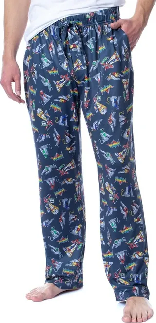 Voltron Mens' Classic Vintage TV Series '80s Tossed Print Pajama Pants (X-Large) Blue