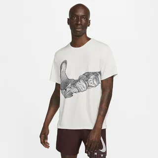 Nike Men's Dri-FIT UV Run Division Miler Short-Sleeve Graphic Running Top in Grey