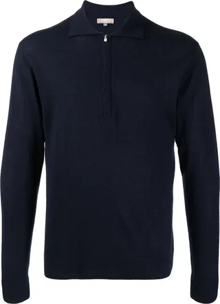 Fine Knit Polo Collar Jumper