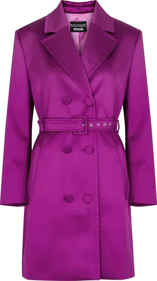 Boutique Moschino Belted Stretch-satin Coat