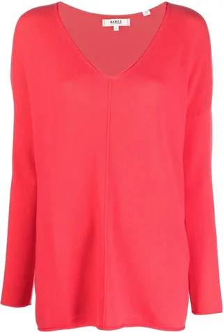 fine-knit V-neck jumper