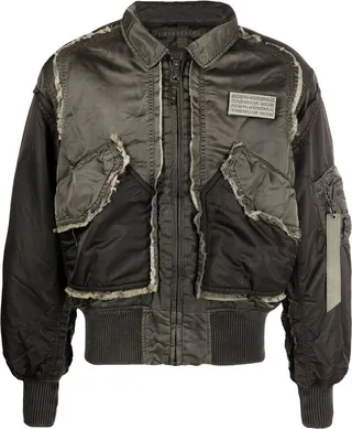 Logo-Patch Panelled Bomber Jacket