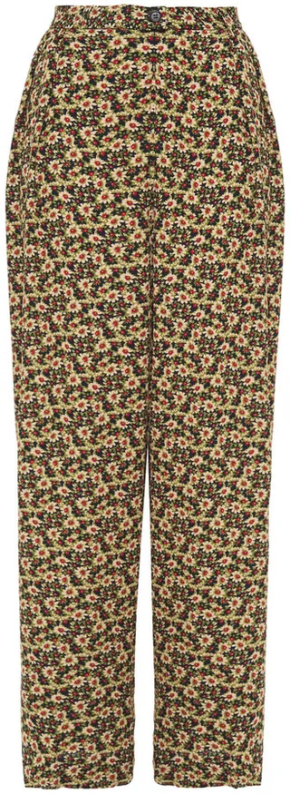 Floral-print crepe wide-leg pants