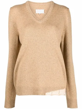 knitted V-neck jumper