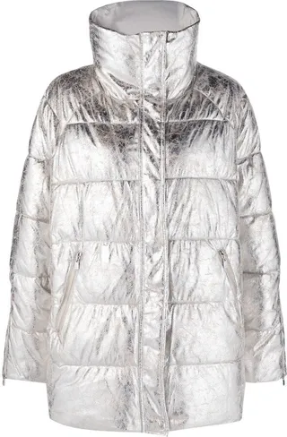 Metallic-Effect Zipped Puffer Jacket