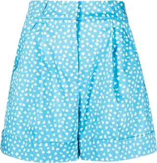 Graphic-Print High-Waisted Tailored Shorts