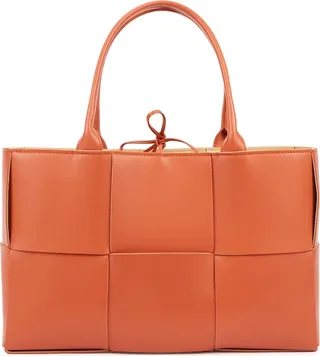 Bottega Veneta Arco Intrecciato Medium Orange Leather Tote