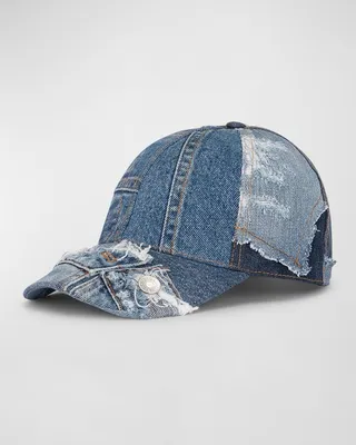 Men's Patchwork Denim Baseball Cap