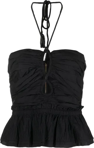 Black Adaleigh Ruched Halteneck Top