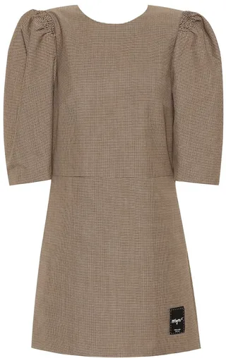 Checked wool-blend minidress