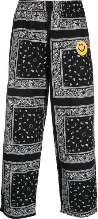 Paisley-Print Cropped Pants