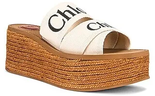 Chloe Woody Canvas Espadrille Mules in White