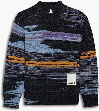 Appliquéd jacquard-knit wool-blend sweater