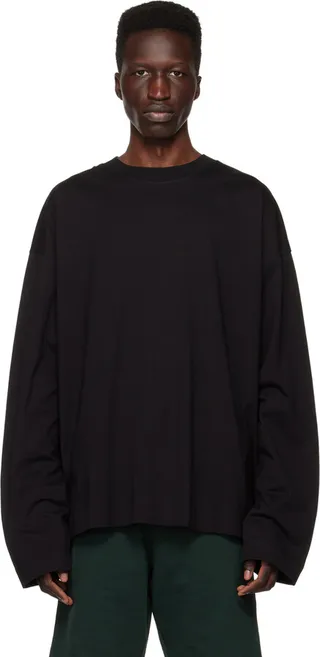 Dries Van Noten Black Crewneck Long Sleeve T-Shirt