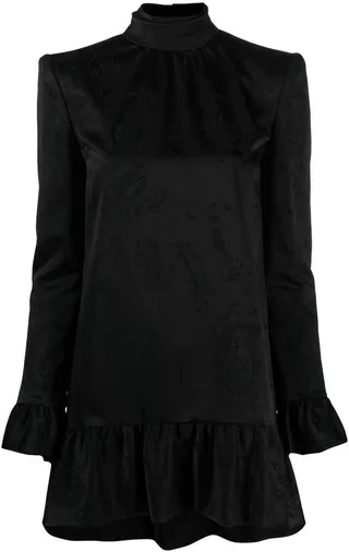 Flared-Hem Jacquard Dress