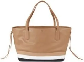 Faux-leather shopper bag with signature stripe