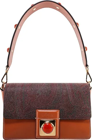 Etro Crown Me Logo Embossed Foldover Shoulder Bag