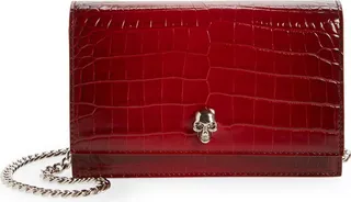 Small The Skull Croc Embossed Leather Crossbody Bag