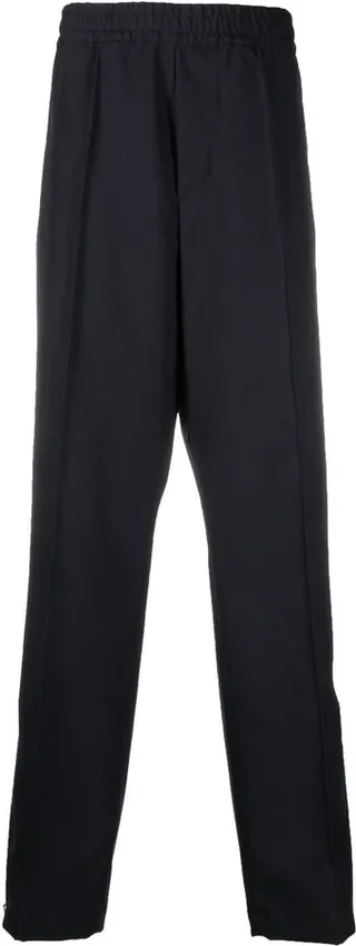 Elasticated-Waist Straight-Leg Trousers