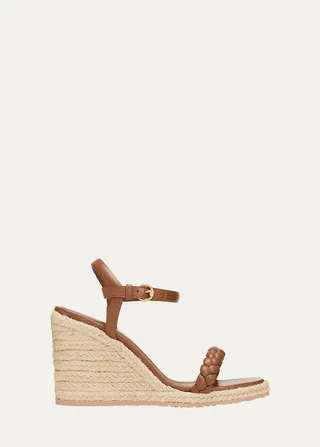 Braided Ankle-Strap Wedge Espadrilles
