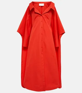 Cape-detail cotton poplin gown