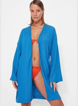 Mini Woven Kimono & Kaftan with Blue Belt TBESS23KM00060