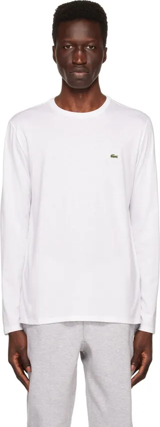 Lacoste White Crewneck Long Sleeve T-Shirt