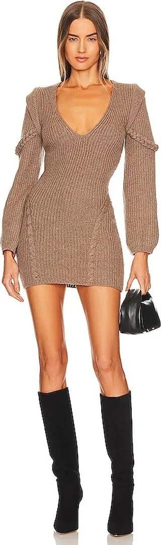 x REVOLVE Malina Deep V Neck Knit Dress