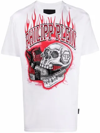 Skull On Fire short-sleeve cotton T-shirt