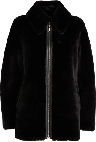Claudie Pierlot Reversible Leather Zip-Up Coat