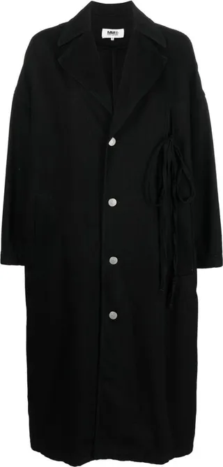 Tie-Detail Single-Breasted Coat