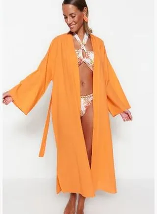 Maxi Woven Kimono & Kaftan with Orange Belt TBESS23KM00044