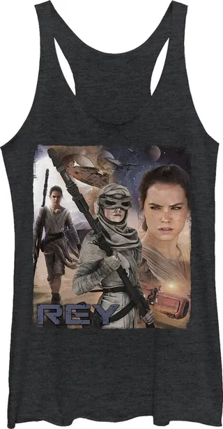Women's Star Wars The Force Awakens Rey Racerback Tank Top - Black Heather - Large