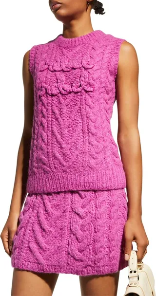 Rebel Rebel Embroidered Cable-Knit Vest