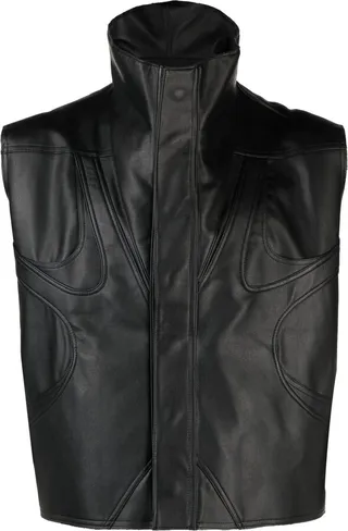 Black Funnel Neck Gilet