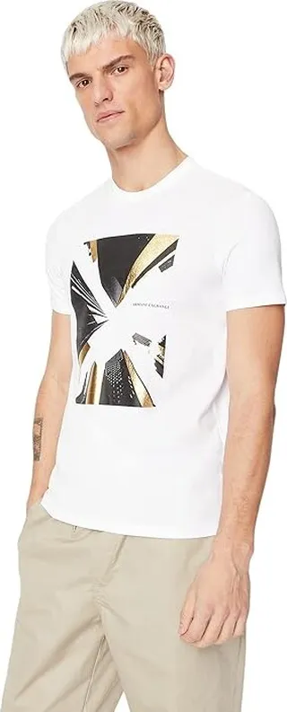 Armani Exchange Starburst Graphic Tee (White) Men's Clothing